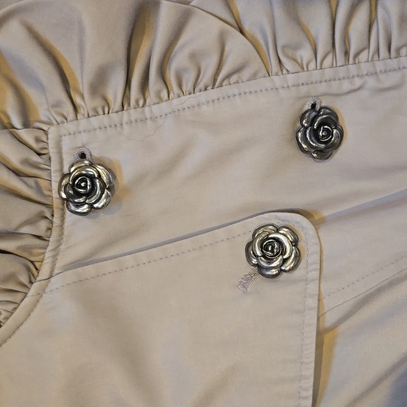 Betsey Johnson Unique Tan/Taupe Ruffle Accent Trench Coat - Picture 5 of 11